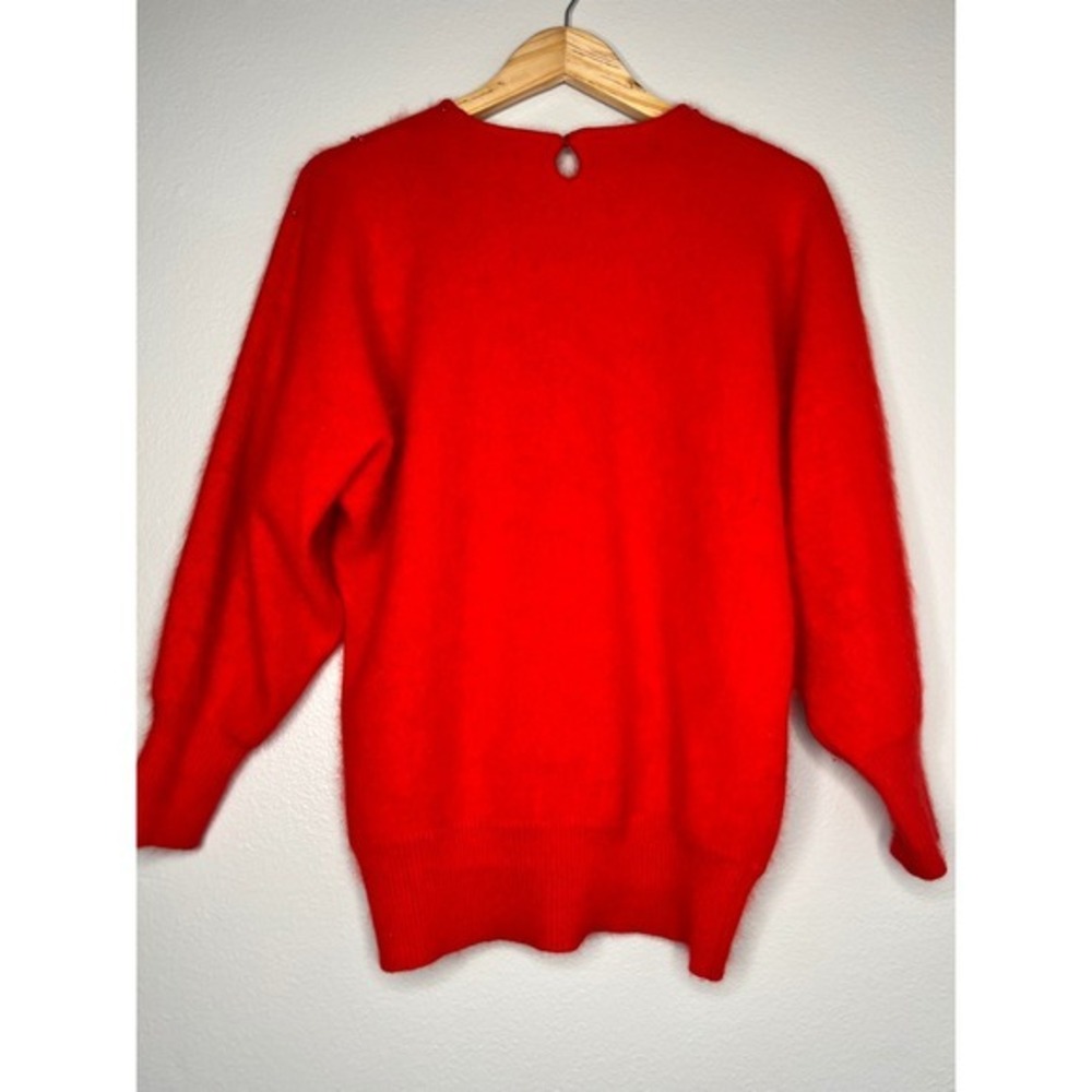 Cavallini Red Angora Rabbit Hair Lambswool Blend Beaded Sweater L - Picture 6 of 8